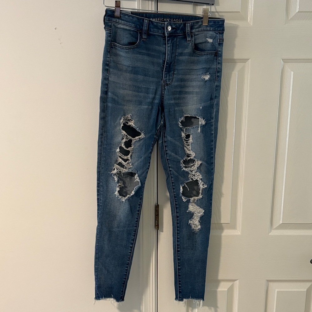 American Eagle Outfitters Ripped Blue Skinny Jeans